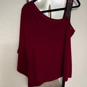 Wrapper Women's Cranberry Tank-Top with Batwing and beaded strap Size Large